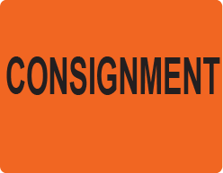 CONSIGNMENT- 55 x 43, PAPER, Black print on Orange Label, 400 Per Roll