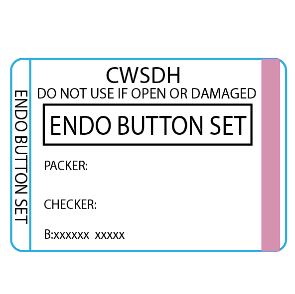 Endo button set - 50 x 35 , Black print on White piggyback Label with steam indicator 500 per roll