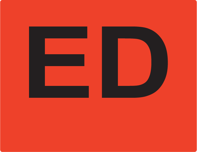 ED - 27 x 36, PAPER, Black print on Red Label, 400 per roll