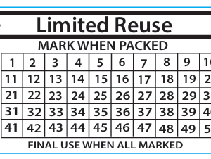 LIMITED REUSE - 50 x 90 Black Print on White, 100 per pack with ties