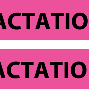LACTATION , FLUORO PINK LABELS WITH BLACK PRINT 35 x 8 mm 2 UP 1000 PER ROLL