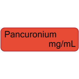 Pancuronium mg/ml, 40 x 12, PAPER, Black print on Red Label, 800 per roll