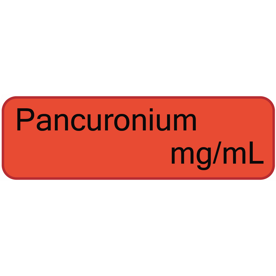 Pancuronium mg/ml, 40 x 12, PAPER, Black print on Red Label, 800 per roll