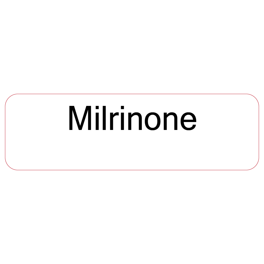 Milrinone - 40 x 12, PAPER, Black print on White Label, 800 per roll