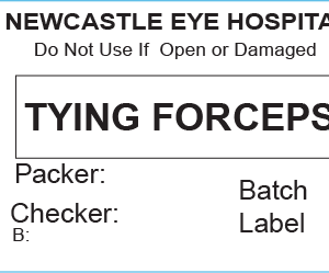 TYING FORCEPS - 50 x 35mm, Piggy Back Label, Black Print, 500 per roll