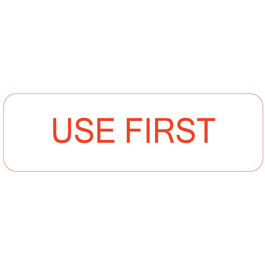 USE FIRST- 40 x 12, PAPER, Red print on White Label, 800 per roll