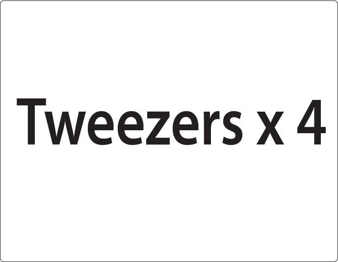 Tweezers x 4 -27mm x 36mm Black Print on White Label, 400 per roll
