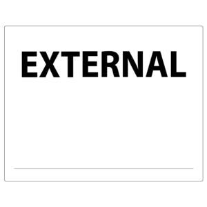 EXTERNAL - 43mm x 55mm, PAPER, Black print on White label, 400 per roll