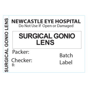 PB5035P500-16 "Surgical Gonio Lens" Piggy Back Label printer 50 x 35 mm 500 per roll - No indicator