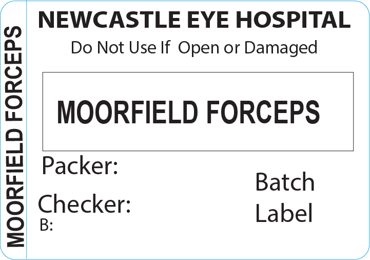 MOORFIELD FORCEPS Piggy Back Label printer 50 x 35 mm 500 per roll - No indicator