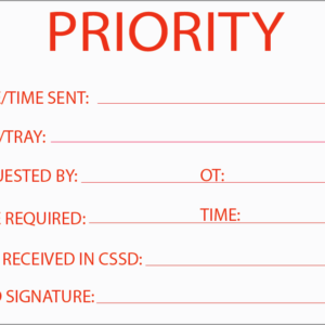 PRIORITY - 70 x 90 - Red Print on White, 100 per pack with ties