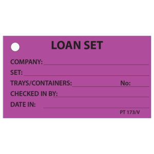 LOAN SET - 50 x 90, Black print on Violet, 100 per packet with ties
