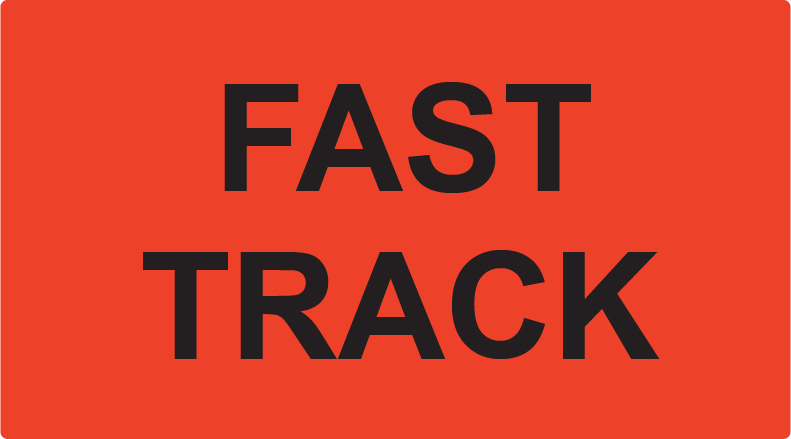 FAST TRACK- 70 x 40, PAPER, Black print on Red Label, 500 Per roll