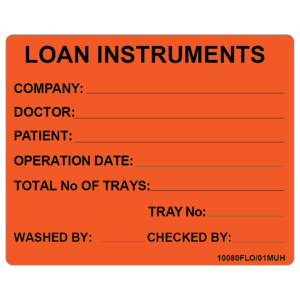 LOAN INSTRUMENTS - PAPER, 100 x 80, Black print on Fluoro Orange label, 400 per roll