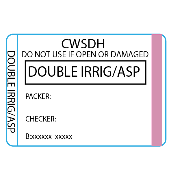 Double Irring/Asp - 50 x 35 , Black print on White piggyback Label with steam indicator 500 per roll