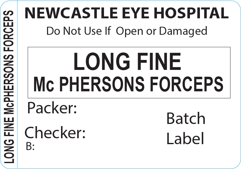 LONG FINE Mc PHERSONS FORCEPS Piggy Back Label printer 50 x 35 mm 500 per roll - No indicator