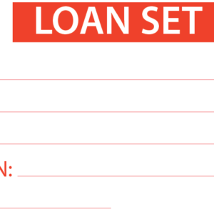 LOAN SET - 50 x 90, Red Print on White, 100 per pack with ties