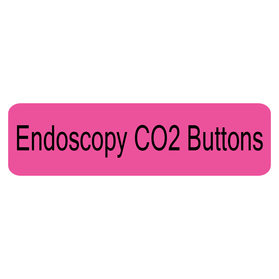Endoscopy CO2 Buttons - 40 x 12 , PAPER, Black print on Fluoro Pink Label, 800 per roll