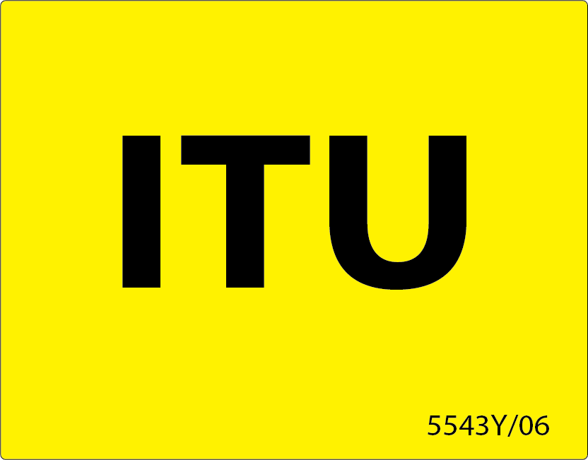ITU - Black print on Yellow label, 43mm x 55mm, 400 per roll
