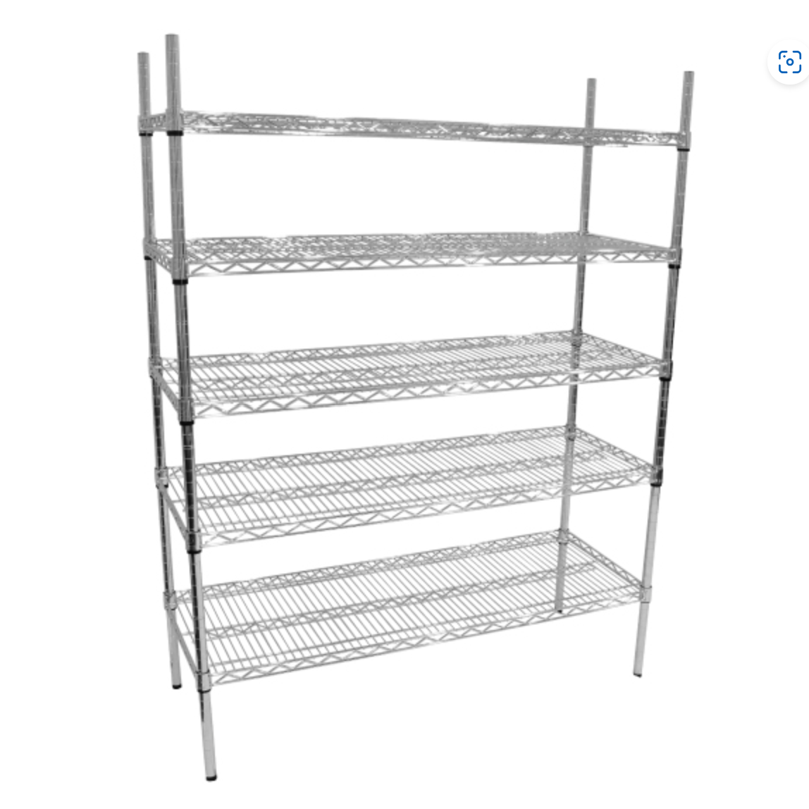 Static Chrome wire shelving 460mm x 1220mm x 1880mmh, 5 shelves
