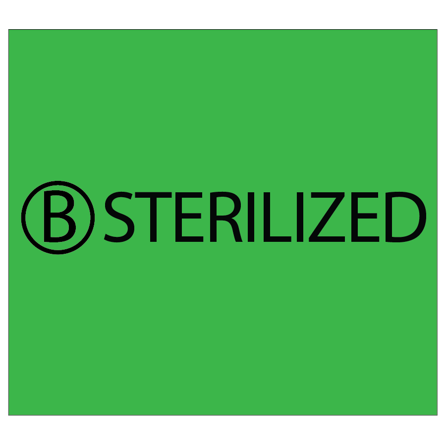 STERILIZED LABEL - Black print on Green Label 1500/rl