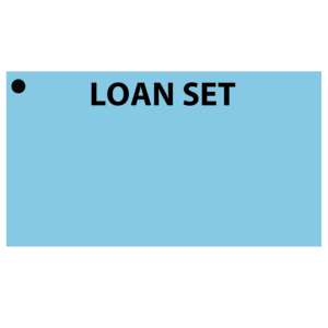 LOAN SET - 50 x 90, Black Print on Blue, 100 per pack with ties