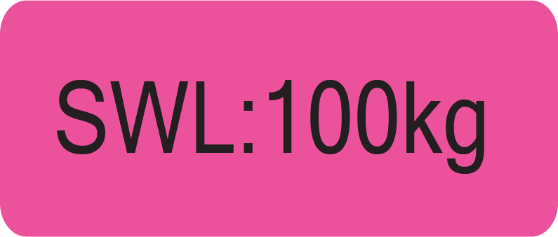 SWL: 100kg, 70 x 25, PAPER, Black print on Fluoro Pink Label, 500 per roll
