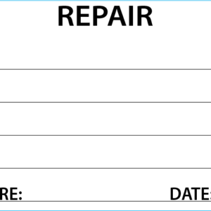 REPAIR- 50 x 90, Black print on White - 100 per pack with ties