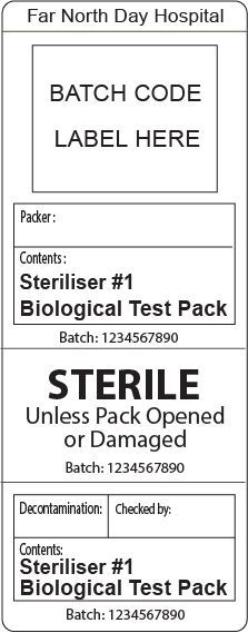 Steriliser #1 Biological Test Pack - (Sequential numbers) - 103 x 40mm, Piggy back label, 500/roll