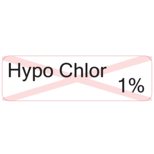 Hypo Chlor 1% - 40 x 12, PAPER, Black print on St Andrew's watermark Label, 800 per roll