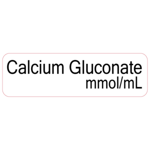 Calcium Gluconate mmol/mL - 40 x 12, PAPER, Black print on White Label, 800 per roll