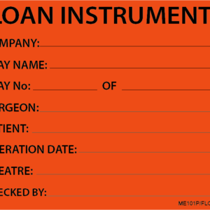 LOAN INSTRUMENT LABEL - 100 x 80, PAPER, Black print on Fluoro Orange label, 400 per roll