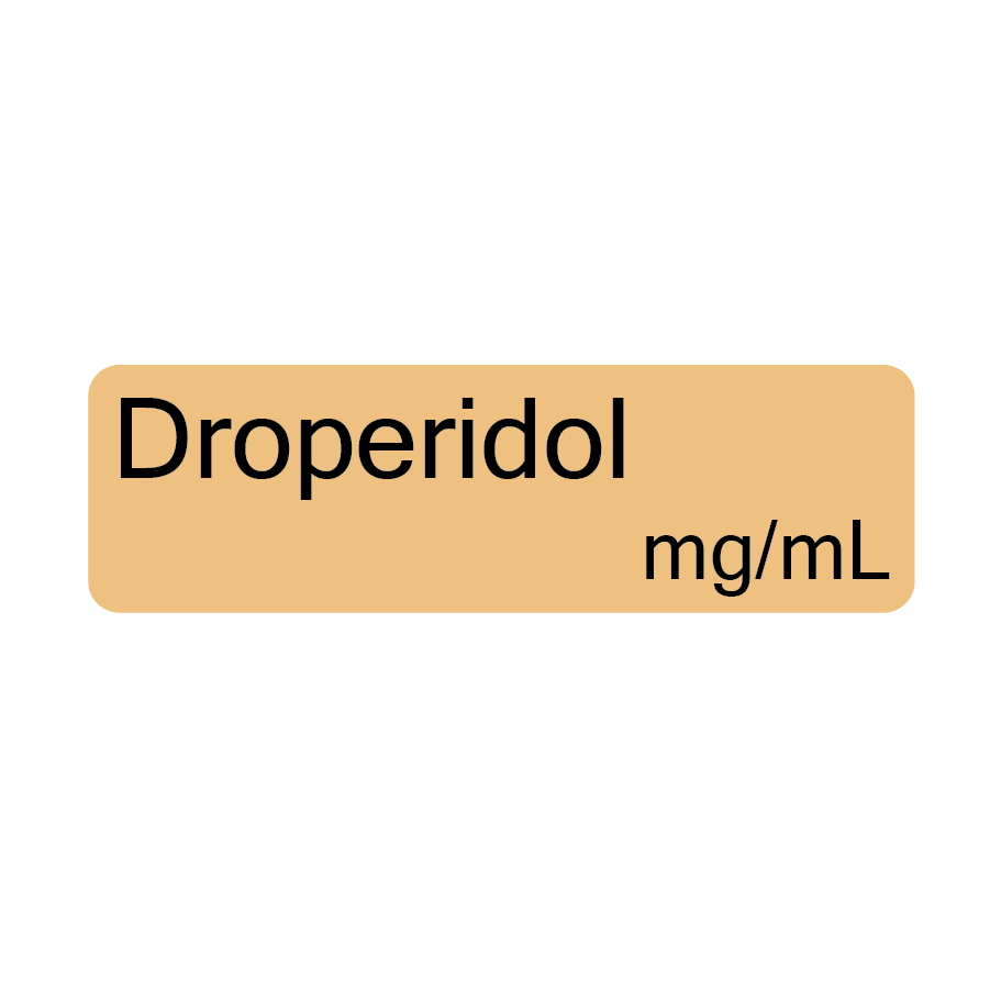 Droperidol mg/mL - 40 x 12, PAPER, Black print on Salmon Label, 800 per roll