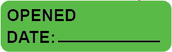 OPENED DATE- 40 x 12, PAPER, Black print on Fluoro Green Label, 800 per roll