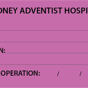 LOAN SET(SYDNEY ADVENTIST) - 90 x 50, Black print on Violet, 100 per packet with ties