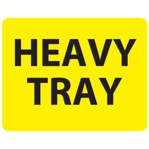 HEAVY TRAY - 43mm x 55mm, PAPER, Black print on Yellow label, 400 per roll