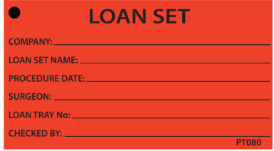 LOAN SET - 90 x 50, Black print on Red,100 per packet with ties..