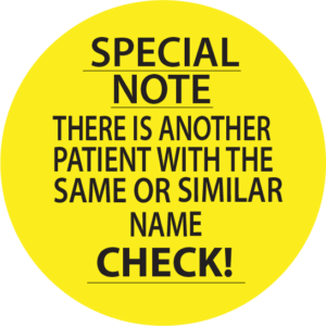 SPECIAL NOTE - 38mm Round Label, Black print on Flouro Yellow Label, 500 per roll