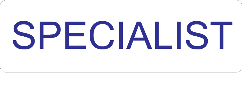 SPECIALIST, 40 x 12, PAPER, Blue print on White label, 800 per roll