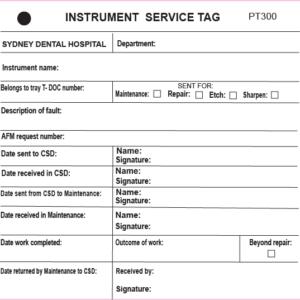INSTRUMENT SERVICE TAG - 110 x 115mm, Black Print on White Polytag, 100 per pkt w/ ties
