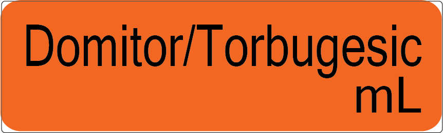 Domitor/Torbugesic mL- 40 x 12, PAPER, Black print on Orange Label, 800 per roll