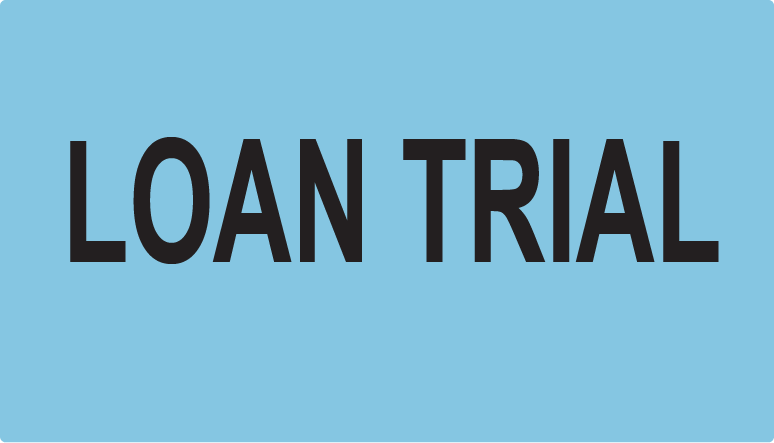 LOAN TRIAL- 70 x 40, PAPER, Black Print on Blue label, 500 per roll