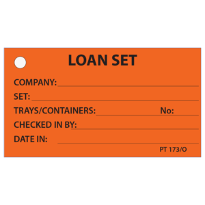 LOAN SET - 50 x 90, Black print on Orange, 100 per packet with ties