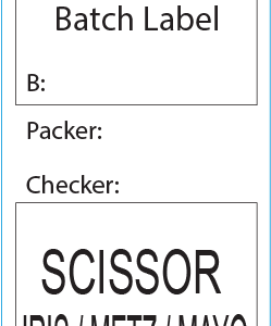 SCISSOR IRIS/METZ/MAYO - ASDH, 72x35mm, Black Print on Steam Indicator Piggy Back, 500/roll