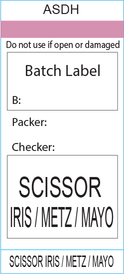 SCISSOR IRIS/METZ/MAYO - ASDH, 72x35mm, Black Print on Steam Indicator Piggy Back, 500/roll