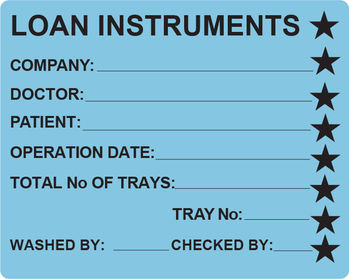 LOAN INSTRUMENTS (w/ stars) - PAPER, 100 x 80, Black Print on blue Label, 400/roll