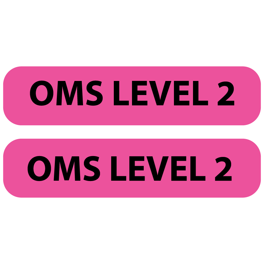 OMS LEVEL 2 - Black on Pink 8 x 35 mm 2up 1,000 Per Roll ML/