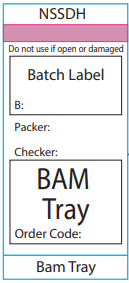 BAM Tray - Pre-printed white Piggy Back label with steam indicator 72mm x 35mm 500 per roll