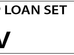 LOAN SET V - 90 x 50, Black print on White,100 per pack with ties