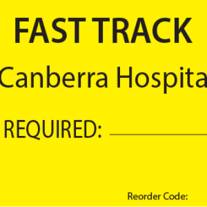 FAST TRACK - 110 x 50, Black print on Yellow Tag, 100 per pack with ties